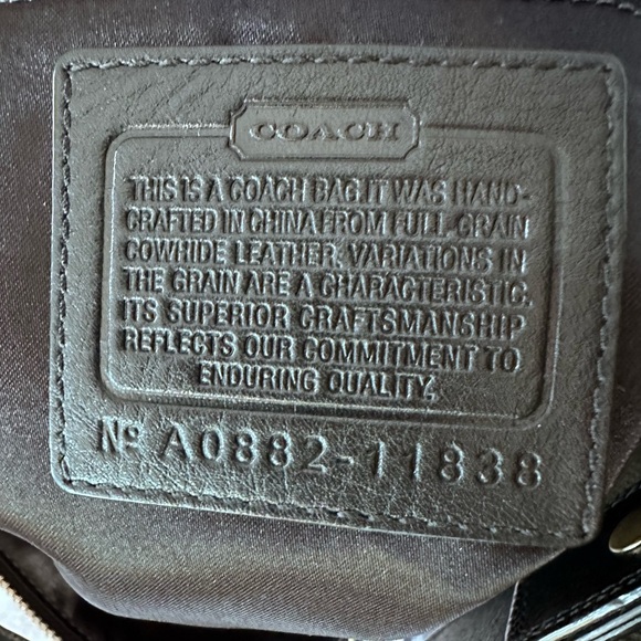 COACH VINTAGE! Black Leather Hobo Bag with Brass Hardware - Picture 10 of 13